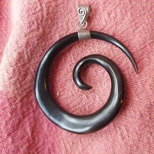 Horn and Sterling spiral pendant.